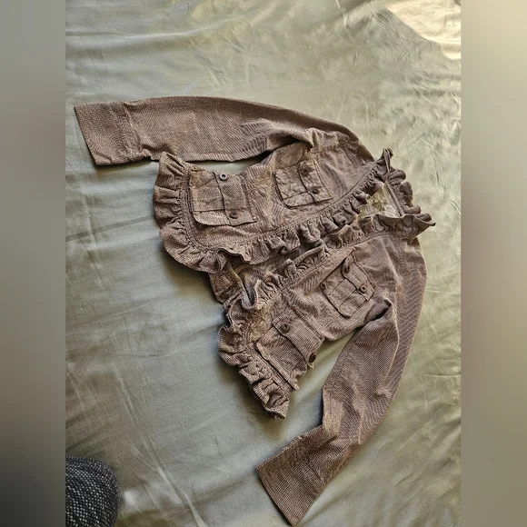 Vintage  Nick & Mo  Ruffled micro-check Dusty Rose Jacket Size S - Picture 8 of 11